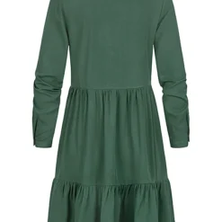 VILA Damen NOOS Langarm Viskose Blusenhemd Kleid Knopfleiste Pineneedle Grün -Diven Art Verkäufe 22070165 2