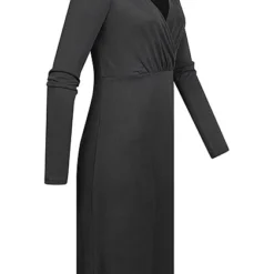 VILA Damen NOOS V-Neck Modal Langarm Kleid In Wickeloptik Schwarz -Diven Art Verkäufe 22070167 1
