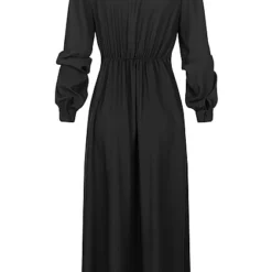 VILA Damen NOOS V-Neck Viskose Midi Kleid Mit Knopfleiste Unicolor Schwarz -Diven Art Verkäufe 22070208 2