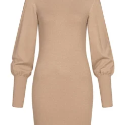 Vero Moda Damen High-Neck Kleid Mit Ballonärmeln Silver Mink Braun