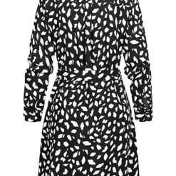 VILA Damen NOOS Langarm Kleid Knopfleiste Und Kragen Mit Bindegürtel Schwarz Weiss -Diven Art Verkäufe 22080244 2