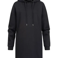 Pieces Damen NOOS Hoodiekleid Langarm Kleid Mit Kapuze Schwarz