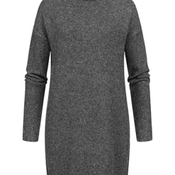 Vero Moda Damen NOOS Kleid Strickkleid Langarm Rollkragen Schwarz Melange