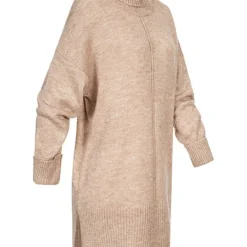ONLY Damen Rollkragen Kleid Sweater Mit Strukturstoff Humus Beige