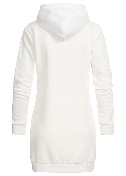 Cloud5ive Damen Hoodie-Kleid Mit Streifen Muster Und Kapuze Weiss Dunkel Grau Braun 5 Cloud5ive Damen Hoodie-Kleid Mit Streifen Muster Und Kapuze Weiss Dunkel Grau Braun – Bild 3