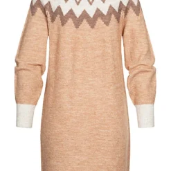 Vero Moda Damen Strickkleid Nordic-Kleid Mit Muster Tan Braun Beige -Diven Art Verkäufe 22100000 2