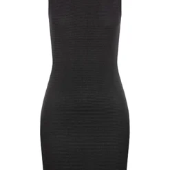 Cloud5ive Damen Viskose Kleid Ärmellos Mit Rundhals Schwarz