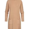 Seventyseven Lifestyle Damen Rollkragen Kleid Mit 2 Taschen Camel Braun -Diven Art Verkäufe 22106517