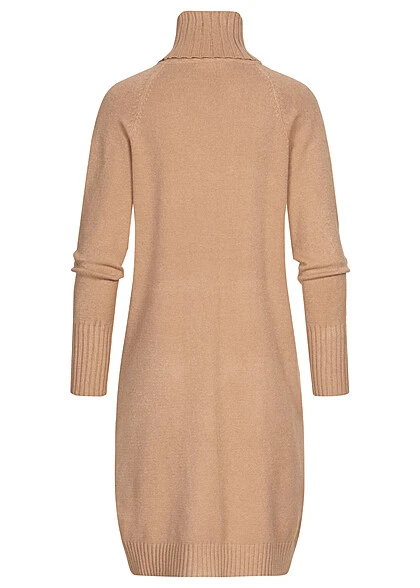 Seventyseven Lifestyle Damen Rollkragen Kleid Mit 2 Taschen Camel Braun 5 Seventyseven Lifestyle Damen Rollkragen Kleid Mit 2 Taschen Camel Braun – Bild 3