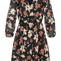 Cloud5ive Damen Chiffon Kleid Mit V-Neck Und Blumenprint Schwarz Multicolor 6 Cloud5ive Damen Chiffon Kleid Mit V-Neck Und Blumenprint Schwarz Multicolor -Diven Art Verkäufe 22116535 1