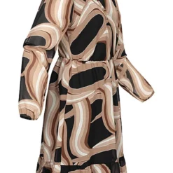 Cloud5ive Damen Chiffon-Kleid Wickeloptik Mit V-Neck Und Marmor-Print Schwarz Beige 9 Cloud5ive Damen Chiffon-Kleid Wickeloptik Mit V-Neck Und Marmor-Print Schwarz Beige -Diven Art Verkäufe 22126562 3