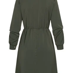 Cloud5ive Damen Langarm Uni-Kleid Mit Knopfleiste Military Grün -Diven Art Verkäufe 22126598 2