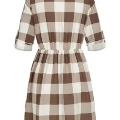 Cloud5ive Damen Turn-Up Kleid Mit Knopfleiste Und Karomuster Weiss Braun 9 Cloud5ive Damen Turn-Up Kleid Mit Knopfleiste Und Karomuster Weiss Braun -Diven Art Verkäufe 22126601 3