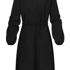Cloud5ive Damen Langarm Musselin Uni-Kleid Mit Bindedetail Schwarz 7 Cloud5ive Damen Langarm Musselin Uni-Kleid Mit Bindedetail Schwarz -Diven Art Verkäufe 22126603 2