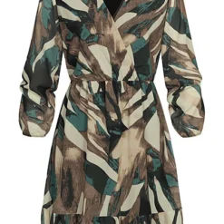 Cloud5ive Damen Chiffon-Kleid Wickeloptik Mit V-Neck Und Allover Print Multicolor -Diven Art Verkäufe 22126606 1