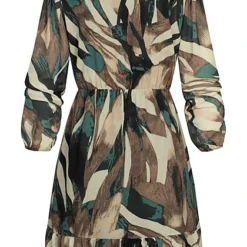 Cloud5ive Damen Chiffon-Kleid Wickeloptik Mit V-Neck Und Allover Print Multicolor -Diven Art Verkäufe 22126606 3