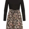 Cloud5ive Damen Langarm Kleid Mit Bindegürtel Und Paisley Print Schwarz Multicolor -Diven Art Verkäufe 22126610