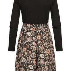 Cloud5ive Damen Langarm Kleid Mit Bindegürtel Und Paisley Print Schwarz Multicolor 7 Cloud5ive Damen Langarm Kleid Mit Bindegürtel Und Paisley Print Schwarz Multicolor -Diven Art Verkäufe 22126610 2