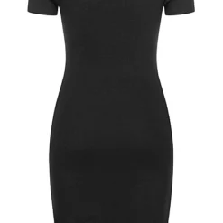 Urban Classics Damen Kleid Off Shoulder Strukturstoff Schwarz -Diven Art Verkäufe 23010088 2