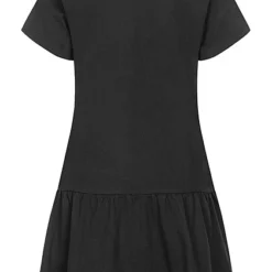 Urban Classics Damen Volant Kurzarm Kleid Mit Rundhals Schwarz -Diven Art Verkäufe 23010126 2