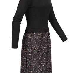 Cloud5ive Damen Langarm Kleid 2in1-Look Rock Mit Ditsy Print Schwarz Mehrfarbig -Diven Art Verkäufe 23016623 2