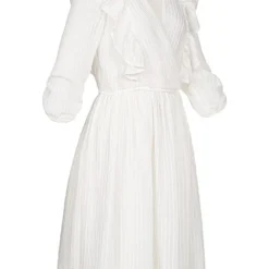 ONLY Damen NOOS Viskose Kleid Mit V-Neck Und Rüschen-Details Cloud Dancer Weiss -Diven Art Verkäufe 23020056 1