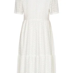 Aiki Damen Longform Kurzarm Kleid Mit Lochmuster Off Weiss -Diven Art Verkäufe 23020100 2