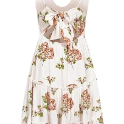 Aiki Damen Viskose Sommer Kleid Mit Häkelbesatz Und Schleife Blumenprint Weiss 7 Aiki Damen Viskose Sommer Kleid Mit Häkelbesatz Und Schleife Blumenprint Weiss -Diven Art Verkäufe 23020107 2