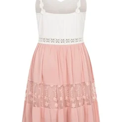 Aiki Damen Sommer Kleid Mit Häkelbesatz Und V-Neck Antique Rose Weiss -Diven Art Verkäufe 23020113 2