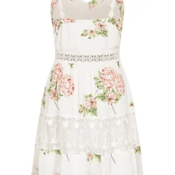 Aiki Damen Sommer Kleid Mit Häkelbesatz Und V-Neck Blumenprint Weiss 7 Aiki Damen Sommer Kleid Mit Häkelbesatz Und V-Neck Blumenprint Weiss -Diven Art Verkäufe 23020114 2