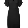 Vero Moda Damen NOOS Wickel Kleid Mit Bindedetail Und V-Neck Schwarz -Diven Art Verkäufe 23020269
