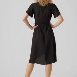 Vero Moda Damen NOOS Wickel Kleid Mit Bindedetail Und V-Neck Schwarz -Diven Art Verkäufe 23020269 2