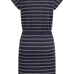 ONLY Damen NOOS Kurzarm Kleid Mit Bindedetail Streifen Night Sky Navy Blau Weiss -Diven Art Verkäufe 23020276 2