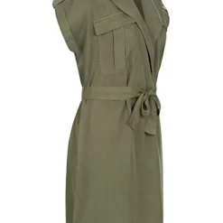 Noisy May Damen NOOS Kleid Mit Bindegürtel Denim-Look 2-Brusttaschen Oliv Grün -Diven Art Verkäufe 23030036 1