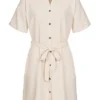 Pieces Damen NOOS Viskose Kleid Mit Knopfleiste Und Bindegürtel Birch Beige -Diven Art Verkäufe 23030057