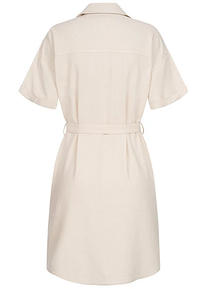 Pieces Damen NOOS Viskose Kleid Mit Knopfleiste Und Bindegürtel Birch Beige 5 Pieces Damen NOOS Viskose Kleid Mit Knopfleiste Und Bindegürtel Birch Beige – Bild 3