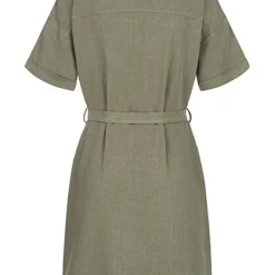 Pieces Damen NOOS Viskose Kleid Mit Knopfleiste Und Bindegürtel Deep Lichen Grün -Diven Art Verkäufe 23030058 2