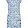 Aiki Damen Kurzarm Kleid Mit Paisley Print Und Rundhals Blau -Diven Art Verkäufe 23030464