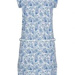 Aiki Damen Kurzarm Kleid Mit Paisley Print Und Rundhals Blau -Diven Art Verkäufe 23030464 2