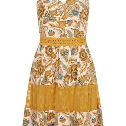 Aiki Damen Volant-Kleid Mit 2-lagigem Stoff Und Transparenten Details Orange