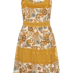 Aiki Damen Volant-Kleid Mit 2-lagigem Stoff Und Transparenten Details Orange -Diven Art Verkäufe 23030466 2