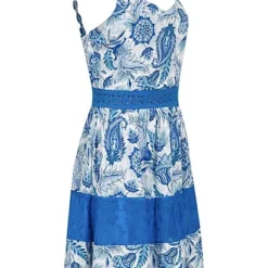 Aiki Damen Volant-Kleid Mit 2-lagigem Stoff Und Transparenten Details Blau -Diven Art Verkäufe 23030467 1