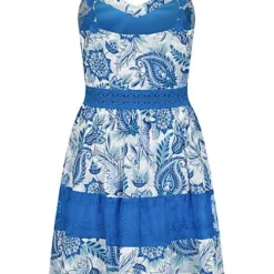 Aiki Damen Volant-Kleid Mit 2-lagigem Stoff Und Transparenten Details Blau -Diven Art Verkäufe 23030467 2