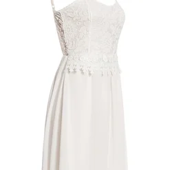 Cloud5ive Damen Chiffon-Kleid Mit Spitzendetails Weiss -Diven Art Verkäufe 23036667 1