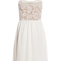 Cloud5ive Damen Chiffon-Kleid Mit Spitzendetails Weiss -Diven Art Verkäufe 23036667 2