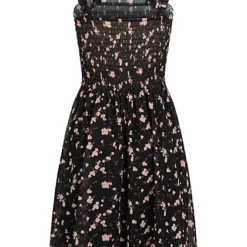 Cloud5ive Damen Träger-Kleid Mit Rüschendetails Und Blumen Print Schwarz -Diven Art Verkäufe 23036670 2