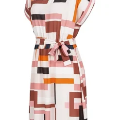 Cloud5ive Damen T-Shirt Kleid Mit Ärmelumschlag Block-Print Multicolor -Diven Art Verkäufe 23036681 1