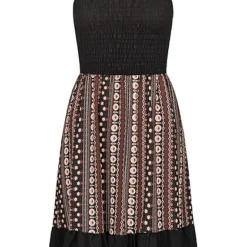 Cloud5ive Damen Träger Kleid Mit Barock-Print Schwarz