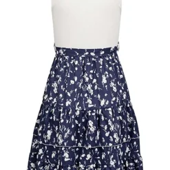 Cloud5ive Damen 2-Tone Kleid Mit Stufen Und Bindegürtel Ornament Print Blau Weiss -Diven Art Verkäufe 23036687 2