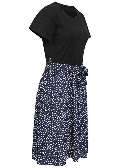 Cloud5ive Damen T-Shirt-Kleid 2-Tone Mit Punkt-Print Schwarz Blau 4 Cloud5ive Damen T-Shirt-Kleid 2-Tone Mit Punkt-Print Schwarz Blau – Bild 2